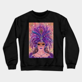 Lady Mardi Gras by Renee Lavoie Crewneck Sweatshirt